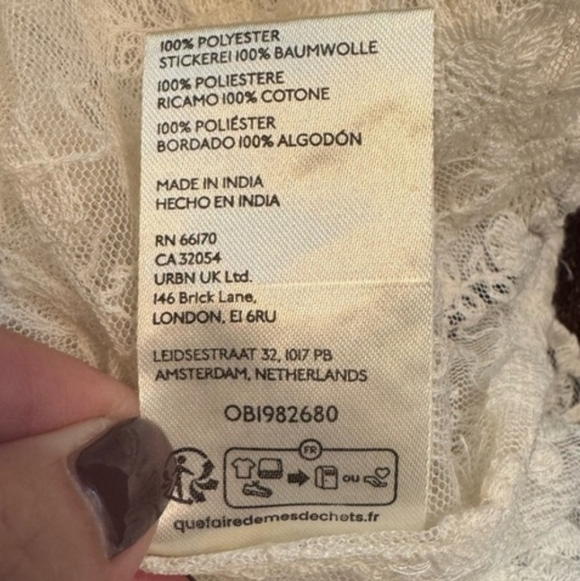 ANTHROPOLOGIE Cream Lace Flutter Sleeve Romantic Fairy Boho Gypsy Blouse Cami S - Picture 14 of 16